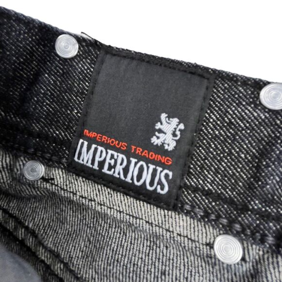 Imperious Delf Trading Jeans 38x33 Black Vintage Flap Pocket Embroidered Rock - Picture 10 of 16